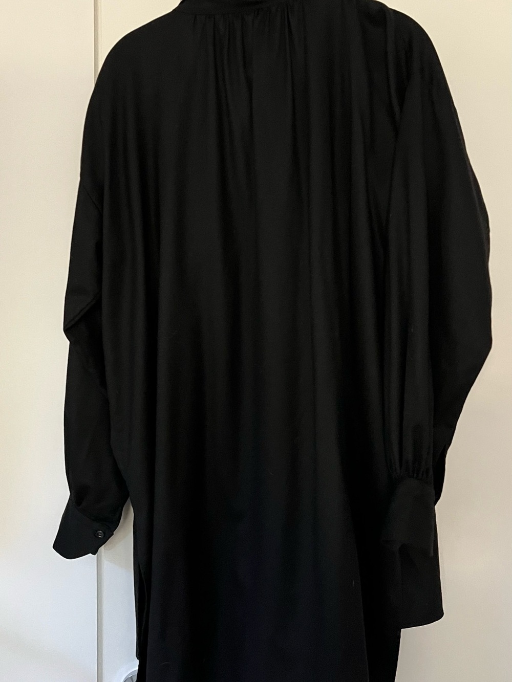 Black Mini Shirt Dress with Button Placket - Picture 2 of 5